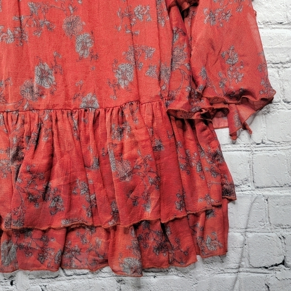 Free People Sunsetter Floral Ruffle Mini Dress Red Size S - Picture 6 of 16